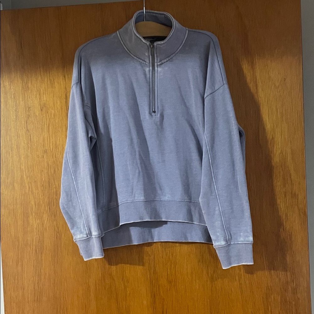Hippie Rose Heather Gray/blue Knit Top 1/4 zip